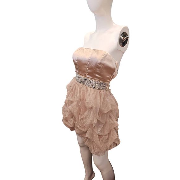 Speechless New w Tags Sparkly Gold Tulle Strapless Dress sz 9 New Years Formal D - Picture 6 of 12